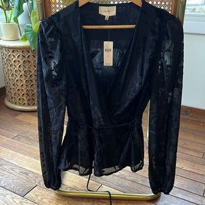 Anthropologie Flower Wrap Blouse Top - WITH TAGS NEVER WORN